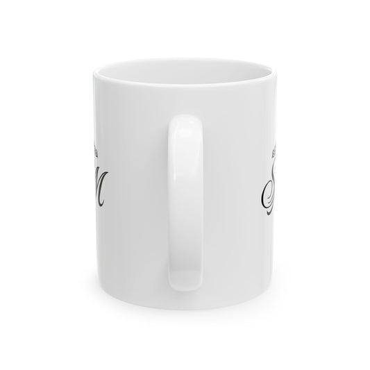 Monogram SM Ceramic Mug — Elegant Black Script Initial Coffee Cup (11oz, 15oz)