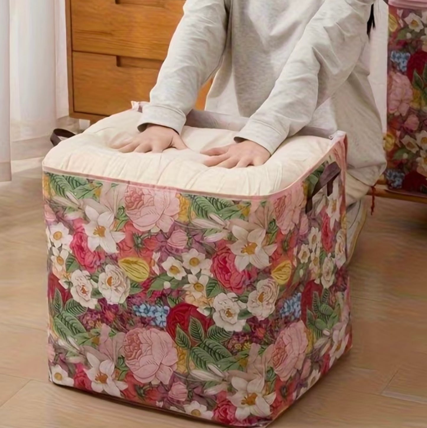 Floral Folding Woven Bag